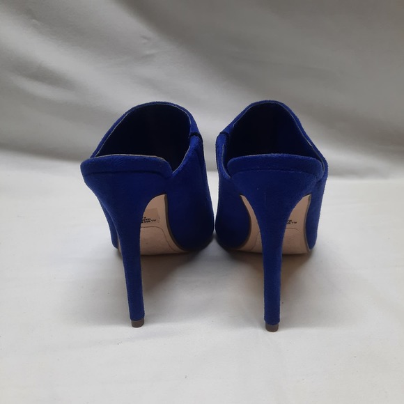 NWOB Diva Katina Stiletto Heel Royal Blue Faux Suede Slip on Mule 6.5 - Picture 5 of 7